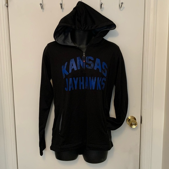 KANSAS JAYHAWKS women’s polyester/fleece lining Hoodie Zipper Pockets size L - Picture 3 of 7